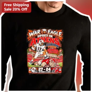 War Eagle Upset in Athens Auburn Tigers vs Georgia Bulldogs Long Sleeve Tee available at our Los Angeles warehouse