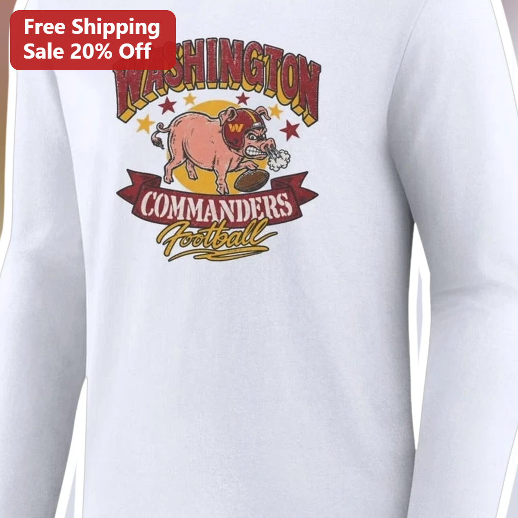 Washington Commanders Football Vintage Pig Mascot Long Sleeve Shirt NFL Fan Gear available at our Los Angeles warehouse