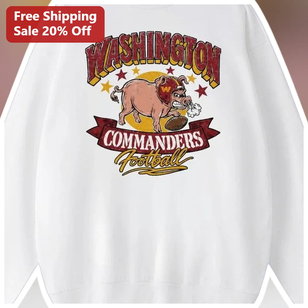 Washington Commanders Football Vintage Pig Mascot Sweatshirt — Los Angeles Washington Commanders Football Vintage Pig Mascot Sweatshirt Retro Distressed NFL Fan Gear available at our Los Angeles warehouse