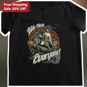We Hate Everyone Tee Type O Negative Gothic Skeleton Pin Up Graphic Shirt available at our Los Angeles warehouse