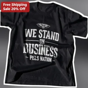 We Stand On Business Tee Viral TikTok Slang Graphic Shirt For Entrepreneurs Hustle Culture Gift available at our Los Angeles warehouse
