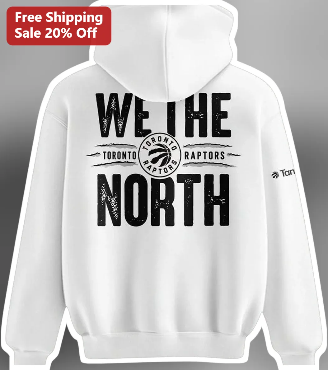 We The North Toronto Raptors Hoodie Distressed Typography NBA Fan Apparel available at our Los Angeles warehouse