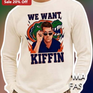 WE WANT KIFFIN Ron Swanson Parks and Recreation Florida Gators Long Sleeve Shirt available at our Los Angeles warehouse
