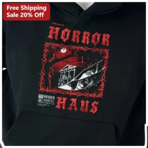 Welcome to HORROR HAUS Gothic Hoodie Vintage VHS...