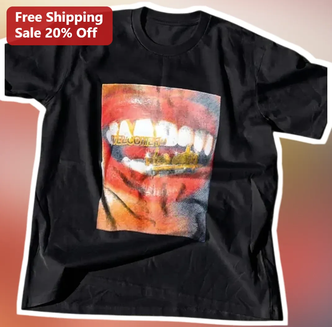 Welcome to the Club Tee Hip Hop Grillz Mouth Graphic Streetw — Los Angeles Welcome to the Club Tee Hip Hop Grillz Mouth Graphic Streetwear Shirt available at our Los Angeles warehouse