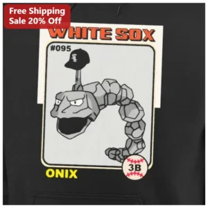 White Sox Onix Pokemon Hoodie Retro Baseball Card Style Gift available at our Los Angeles warehouse