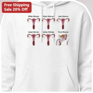 White Woman Black Woman Latin Asian Indian Trans Woman Anatomy Hoodie available at our Los Angeles warehouse
