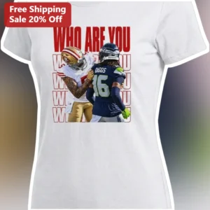 Who Are You DK Metcalf Seahawks vs 49ers NFL Rivalry Graphic Tee for Men Women available at our Los Angeles warehouse