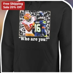 Who Are You Tyler Lockett Seahawks Vintage Football Pullover Hoodie available at our Los Angeles warehouse