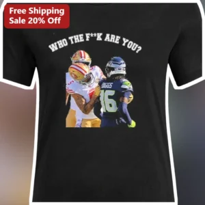 Who The F**k Are You? NFL Football Tackle Graphic Tee Funny Sports Humor Shirt available at our Los Angeles warehouse