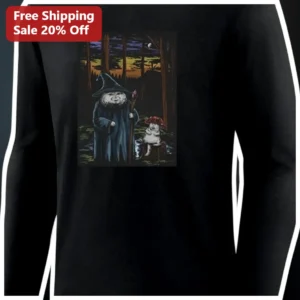 Wizard Cat Mushroom Forest Long Sleeve Tee Whimsical...