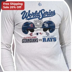 World Series 2026 Cleveland Guardians vs Tampa Bay Rays Long Sleeve Tee available at our Los Angeles warehouse