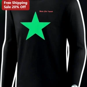 World Star Imports Long Sleeve Tee Black Green Star Graphic Streetwear Shirt available at our Los Angeles warehouse
