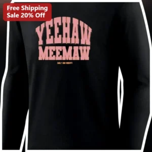 Yeehaw Meemaw Long Sleeve Shirt Emily Ann Roberts Country Music Fan Gift Western Retro Typography Ap available at our Los Angeles warehouse