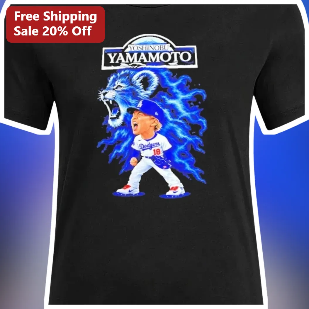 Yoshinobu Yamamoto Dodgers Pitcher Fan Tee Black Baseball Shirt available at our Los Angeles warehouse