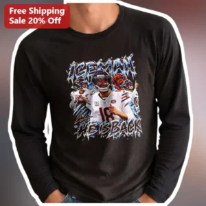 ICEMAN He Is Back Justin Fields Long Sleeve Tee Chicago Bears NFL Fan Gift available at our Los Angeles warehouse