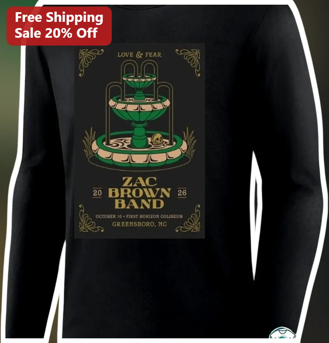 Zac Brown Band Love Fear Long Sleeve Shirt Country Music Tour Merch Vintage Concert Poster Design available at our Los Angeles warehouse