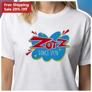 Zotz Since 1970 Retro Comic Pop Art Graphic Tee Vintage Candy Logo Shirt available at our Los Angeles warehouse