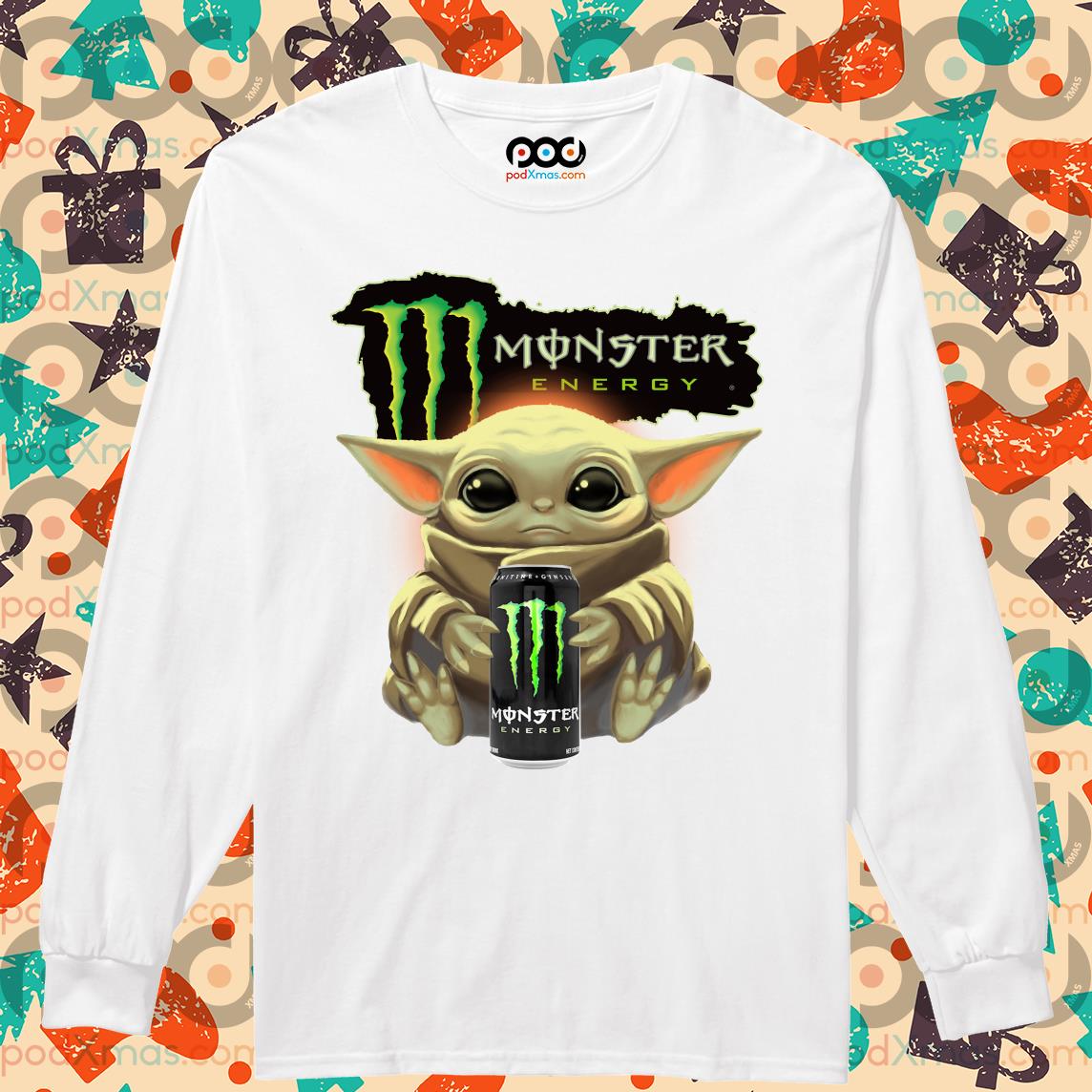 Get Baby Yoda hug Monster Energy shirt For Free Shipping • Custom