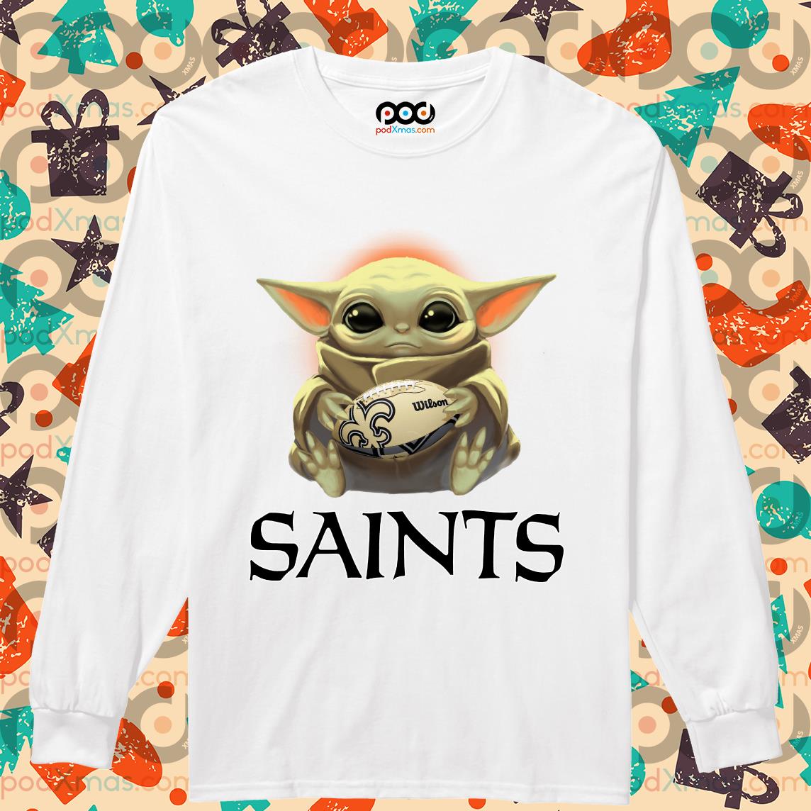 Premium Star Wars Baby Yoda Face Mask Hug New Orleans Saints Shirt -  Daintytee