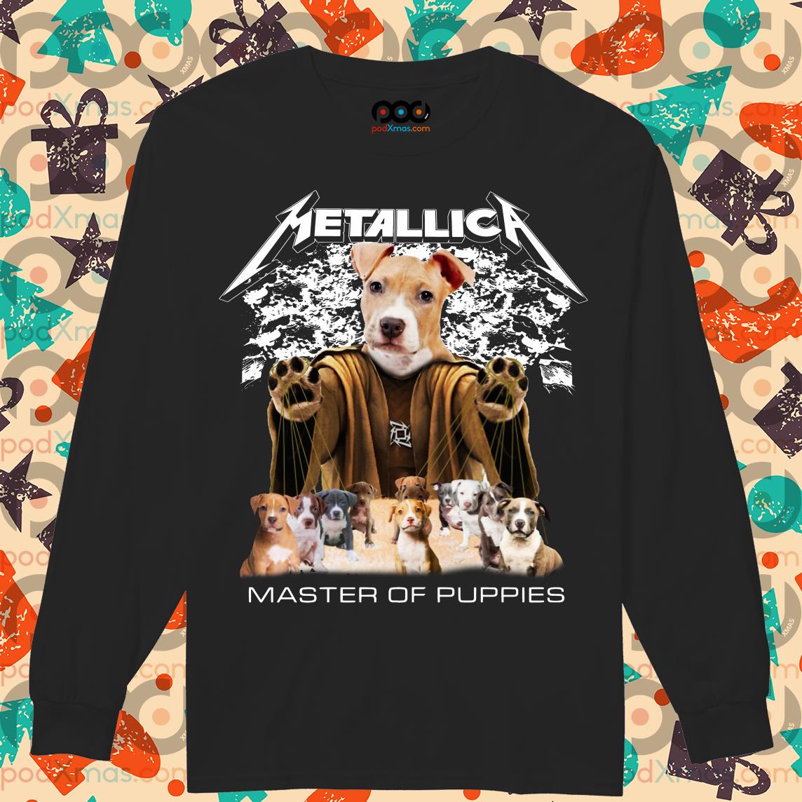 Get Pitbull Metallica master of puppies shirt For Free Shipping