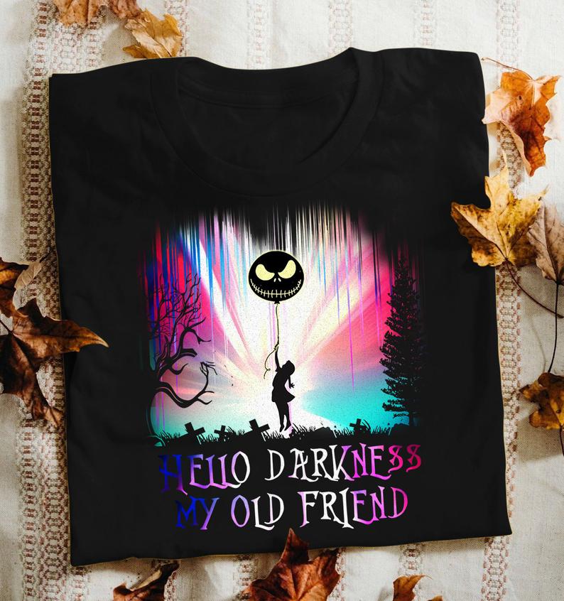 Online Exclusive Authenticity Guaranteed 15 day return policy Hello  Darkness My Old Friend Halloween Jack Tee Skellington Nightmare T Shirt  