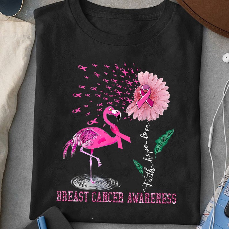 flamingo breast cancer shirts