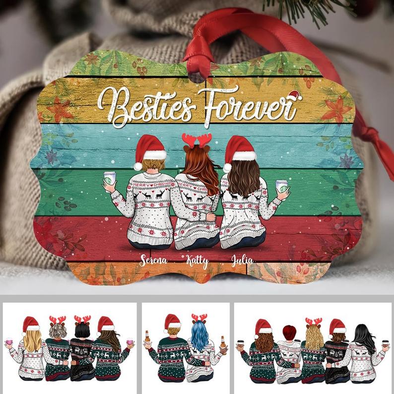 Besties Forever Personalized Christmas Ornament Gifts