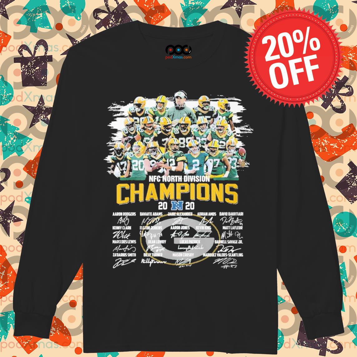 Green Bay Packers 2020 Division Champs Long Sleeved T-Shirt at the