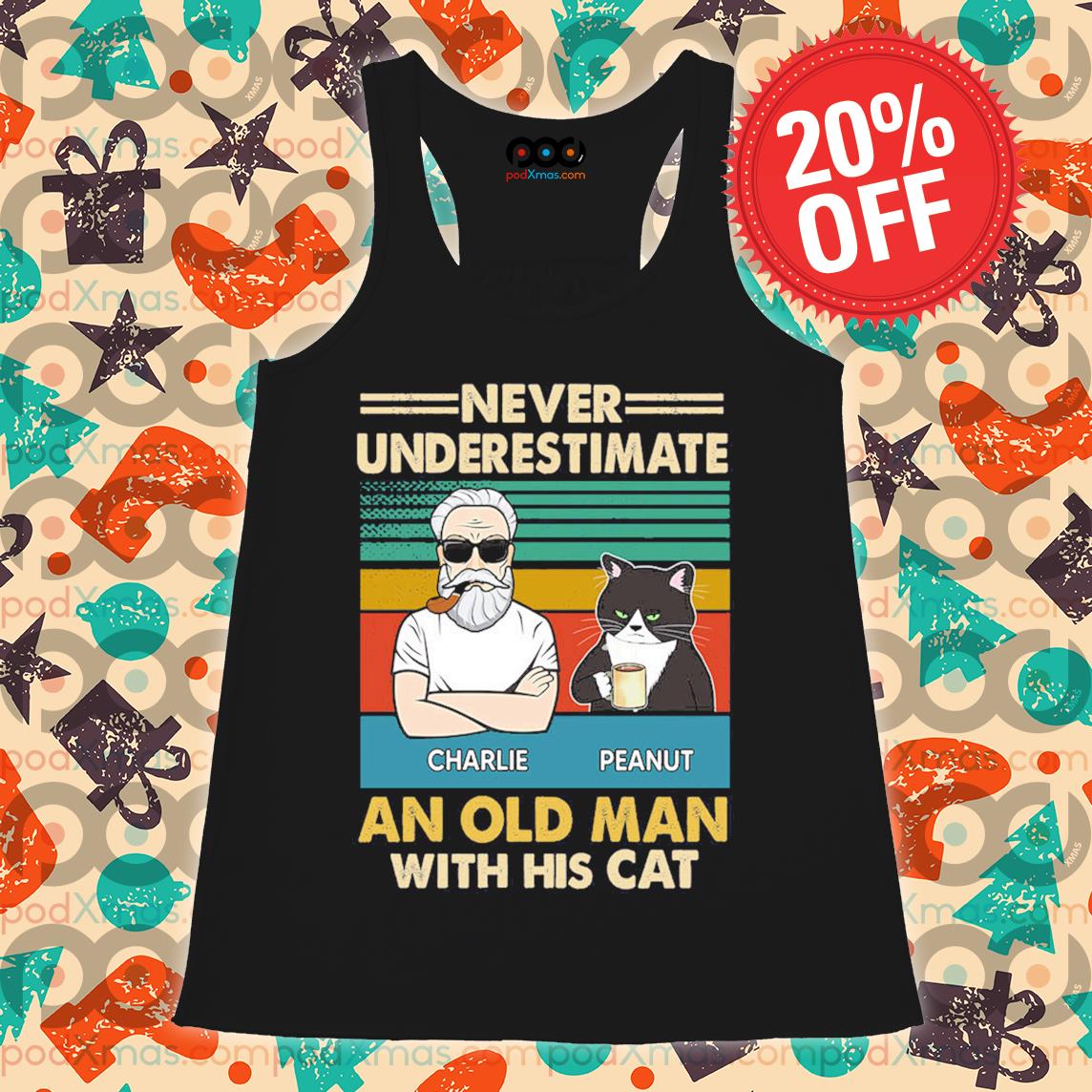 Get Never Underestimate an old man with his cat vintage shirt For Free  Shipping • Custom Xmas Gift